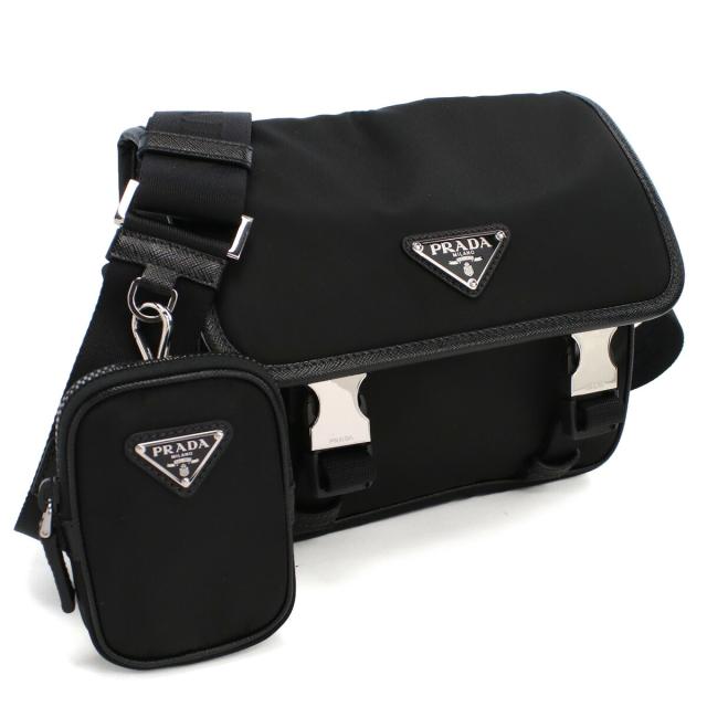 【新品】プラダ PRADA  斜め掛け ショルダーバッグ  リナイロン サフィアーノ トライアングルロゴ  メンズ ブランド 2VD034　2DMH V XOP　F0002 NERO ブラック　bag-01  gif-03mの通販は