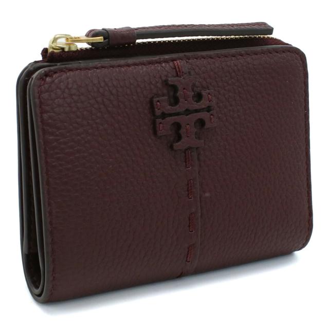 【新品】トリーバーチ TORY BURCH MCGRAW 二折財布小銭入付き ブランド 148751　500 WINE ボルドー系 wallet-01
