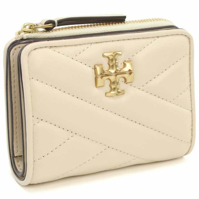 【新品】トリーバーチ TORY BURCH KIRA 二折財布小銭入付き　ブランド 153121　122 NEW CREAM ホワイト系　wallet-01　mini-01