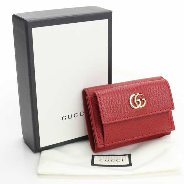 未使用グッチ(GUCCI) マーモント 三折コンパクト財布 レザー 523277