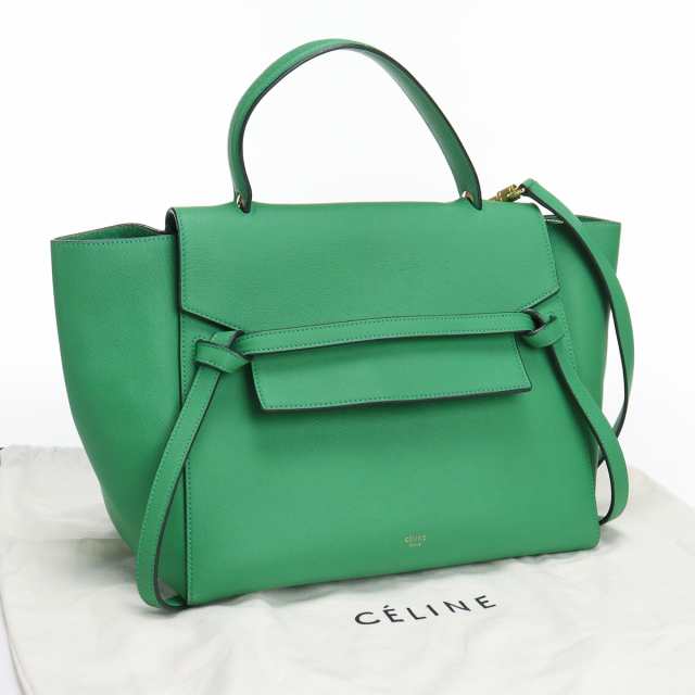 【中古】セリーヌ(CELINE) ベルトバッグミニ カーフ ブランド ハンドバッグ グリーンランク：AB us-2 2WAY ｼｮﾙﾀﾞｰ  ﾚﾃﾞｨｰｽ｜au PAY マーケット