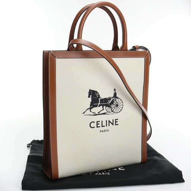 良品セリーヌ(CELINE) スモールバーティカルカバ キャンバス ブランド トートバッグ192082DCI 02NT ベージュ系ランク：A us-2  最短発送受付中