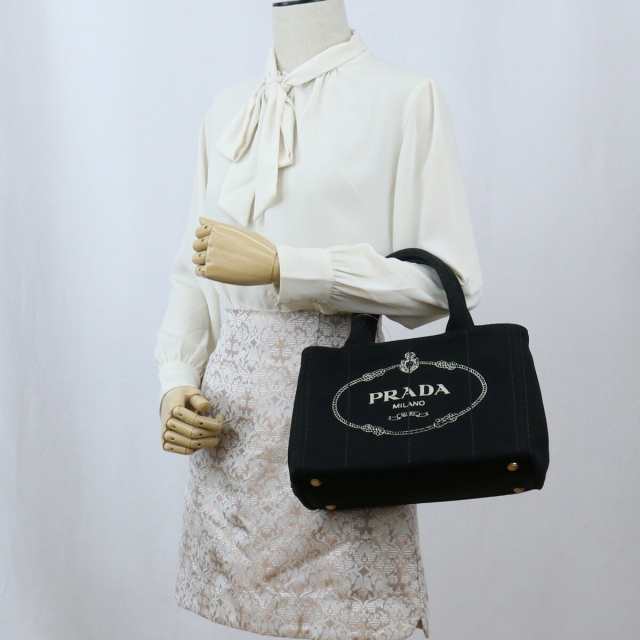 【中古】良品プラダ(PRADA) カナパトートバッグ　ブランド キャンバス 1BG439 ブラックランク：A us-2 2WAY ｼｮﾙﾀﾞｰ  ﾒﾝｽﾞ ﾚﾃ｜au PAY マーケット