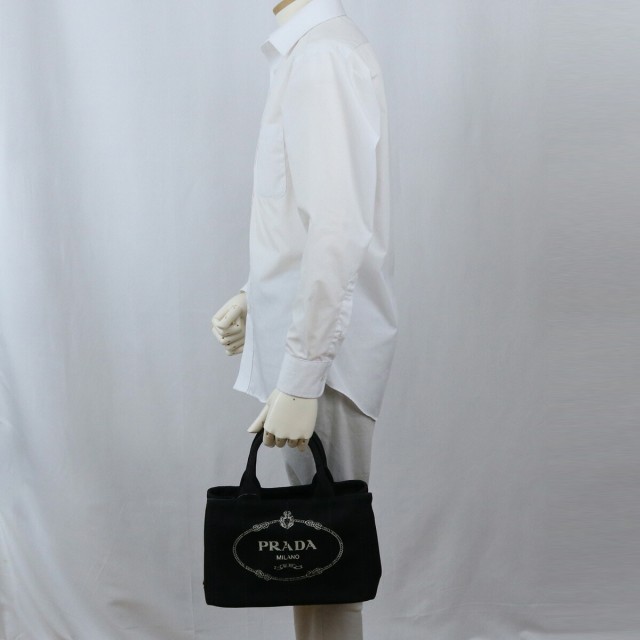 【中古】良品プラダ(PRADA) カナパトートバッグ　ブランド キャンバス 1BG439 ブラックランク：A us-2 2WAY ｼｮﾙﾀﾞｰ  ﾒﾝｽﾞ ﾚﾃ｜au PAY マーケット