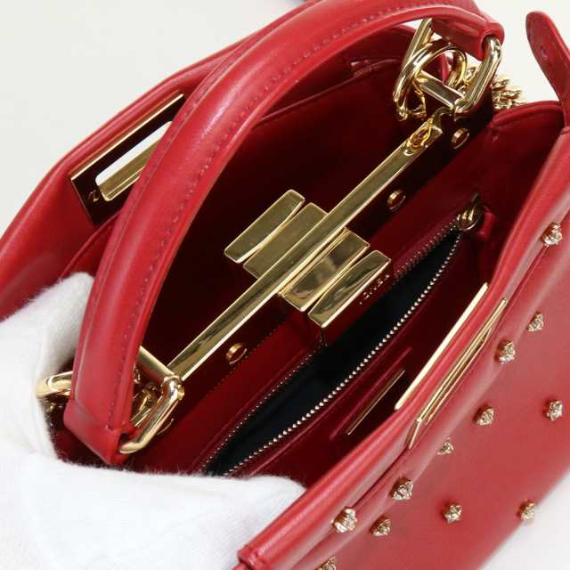 【中古】良品フェンディ(FENDI) ピーカブー ハンドバッグ XS レザー 8BN309 A5P4 レッドランク:A us-2 2WAY ショルダー|au PAY マーケット