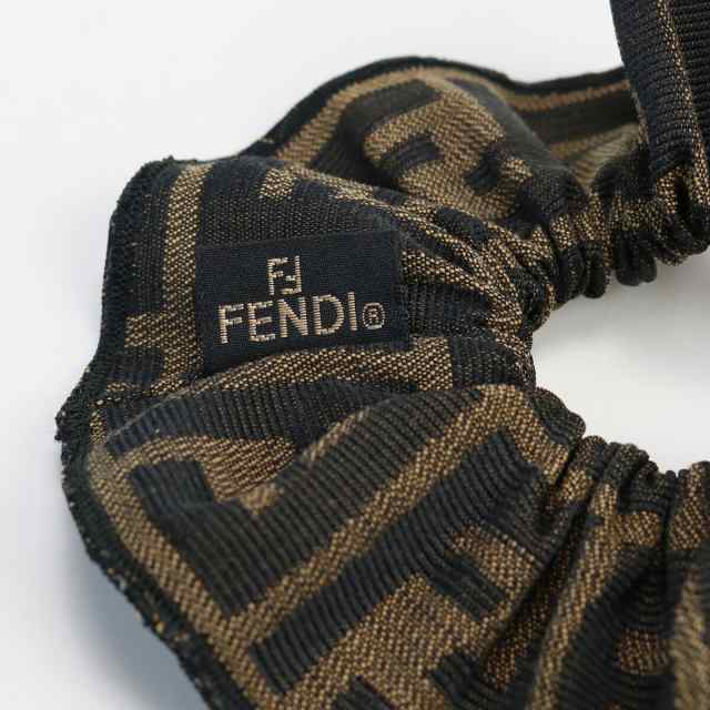 中古】美品フェンディ(FENDI) ズッカ柄シュシュ ジャガード ブラウン