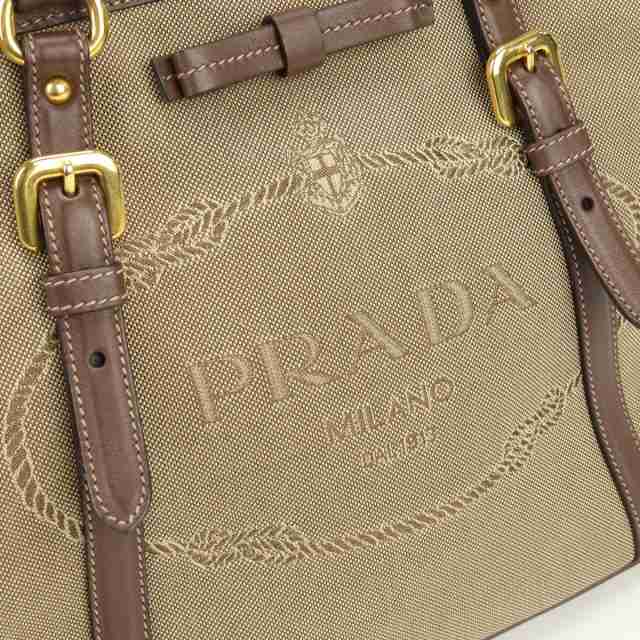 中古】良品プラダ(PRADA) ロゴジャガード トートバッグ ブランド