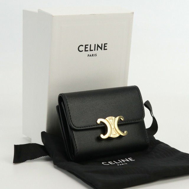 中古】良品セリーヌ(CELINE) トリオンフ コイン入付きコンパクト