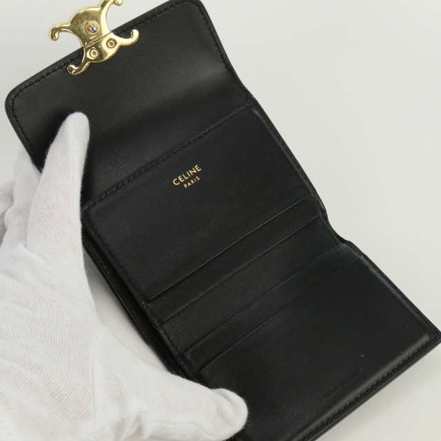 中古】良品セリーヌ(CELINE) トリオンフ コイン入付きコンパクト