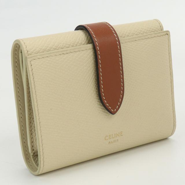 【中古】良品セリーヌ(CELINE)  ストラップ 三つ折りウォレット ブランド 財布 カーフ  ランク：A us-2   ﾚﾃﾞｨｰｽの通販は