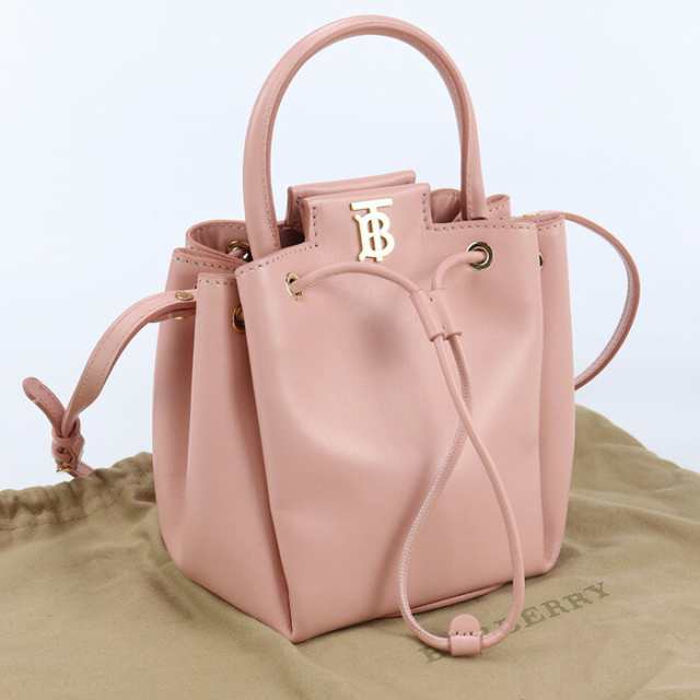 【中古】良品バーバリー(BURBERRY) TBモノグラムモチーフ バケットバッグ レザー 8045043 ピンク系　ランク：A us-2 2WAY ｼｮﾙﾀﾞｰ