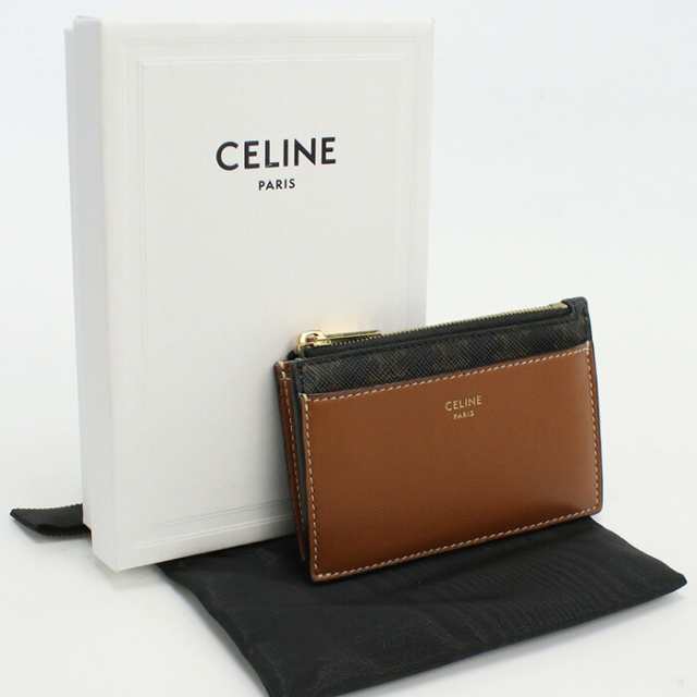 【中古】良品セリーヌ(CELINE) トリオンフキャンバス ジップ付きカードホルダー ブランド 小銭入れ 10F99 2BZ9 04LU ブラウン系ランク：A