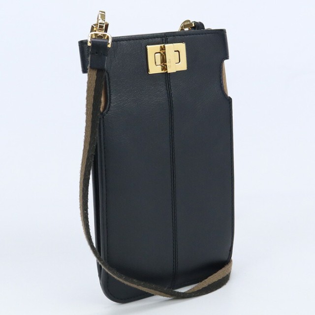 【中古】良品フェンディ(FENDI) ピーカブー ピーカー フォンケース レザー 8M0442 A5DY ブラック系　ランク：A us-2 ﾚﾃﾞｨｰｽ