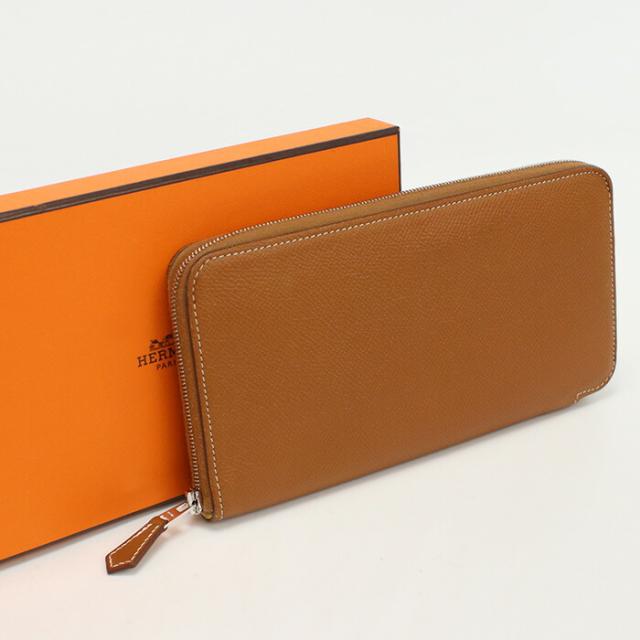 【中古】エルメス(HERMES)  アザップロングシルクイン エプソン  C刻印　ブラウン系　ランク：AB us-2   ﾚﾃﾞｨｰｽの通販は