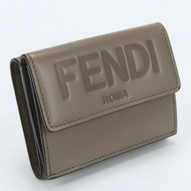 【中古】フェンディ(FENDI) ローママイクロ 三つ折り財布 ブランド 8M0395 AAYZ グレージュランク：AB us-2 ﾚﾃﾞｨｰｽ