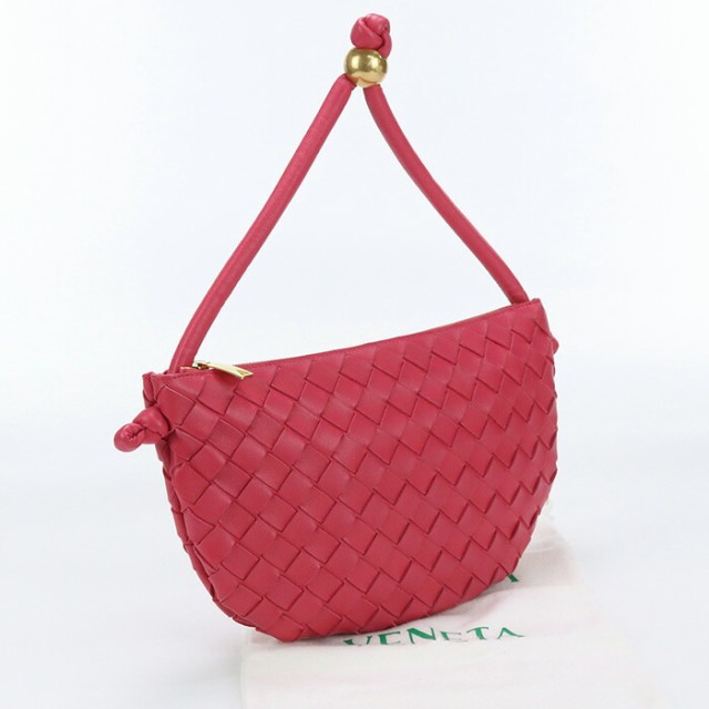 【中古】美品ボッテガ・ヴェネタ(BOTTEGA VENETA) イントレチャート ハンドバッグ レザー ピンク系　ランク：S us-1 ﾚﾃﾞｨｰｽ