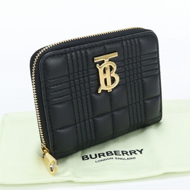 【中古】美品バーバリー(BURBERRY) ローラ キルティング ジップウォレット 小銭入れ ブランド 8049292 ブラックランク：S us-1   ﾚﾃﾞｨｰｽ