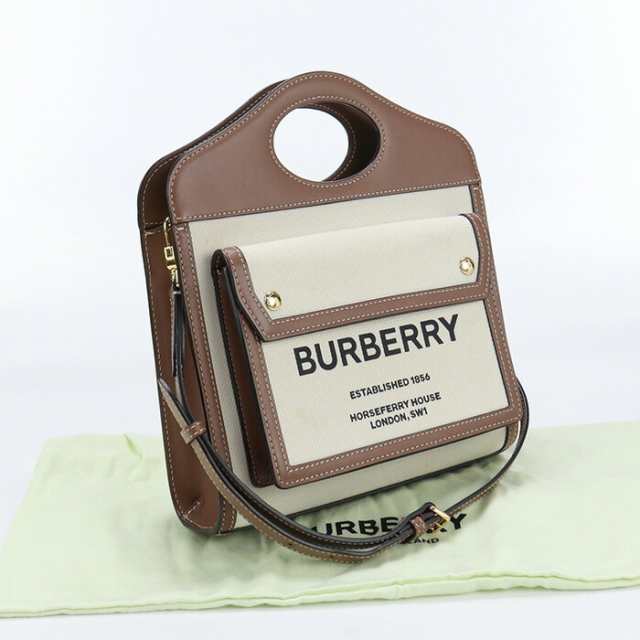 【中古】バーバリー(BURBERRY) ミニポケットバッグ ハンドバッグ キャンバス 8039361 ベージュ ブラウン系ランク：AB us-2 2WAY ｼｮﾙ