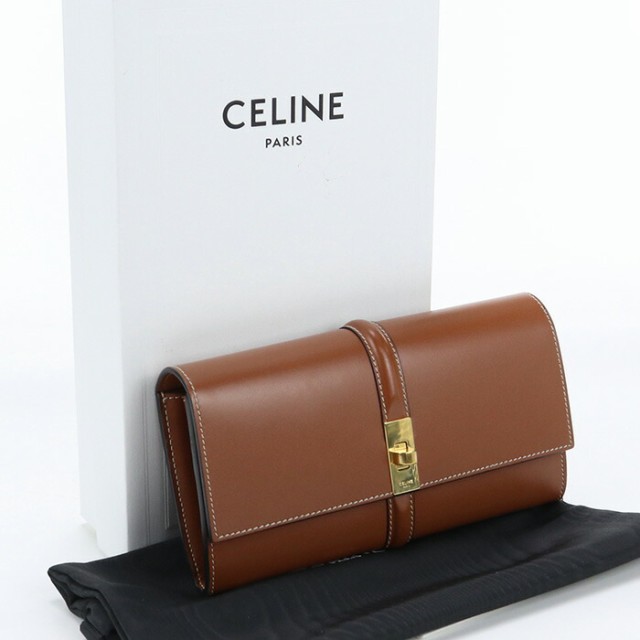 【中古】良品セリーヌ(CELINE) 16(セーズ) ラージウォレット 長財布 10M03 3CQ7 04LU ブラウンランク：A us-2 ﾚﾃﾞｨｰｽ