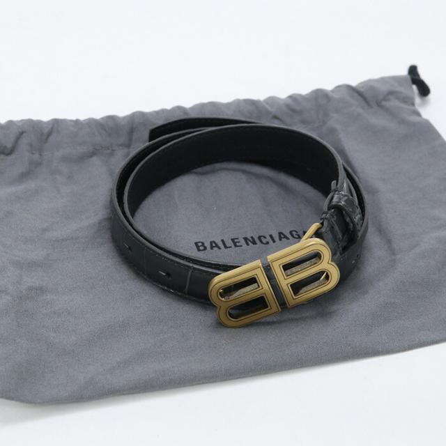 【中古】良品バレンシアガ(BALENCIAGA)  スリムベルト カーフ 673518 ブラック系　ランク：A us-2   ﾚﾃﾞｨｰｽの通販は