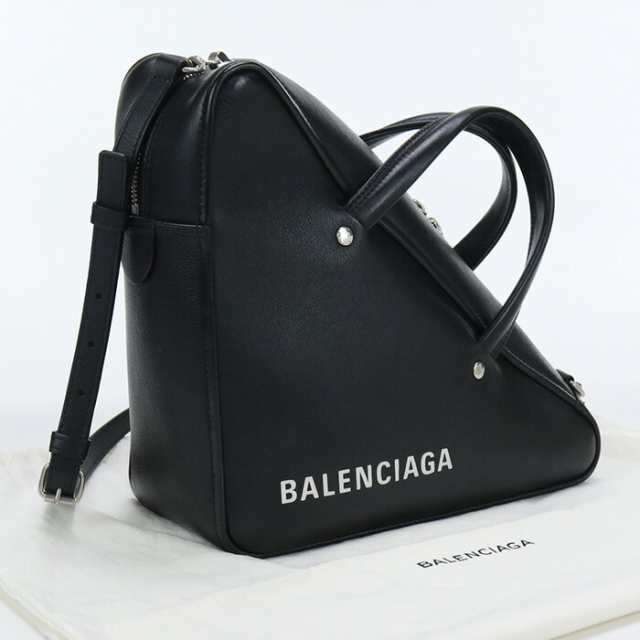 【中古】良品バレンシアガ(BALENCIAGA) トライアングルダッフル ハンドバッグ レザー 476975 ブラックランク：A us-2 2WAY ｼｮﾙﾀﾞｰ