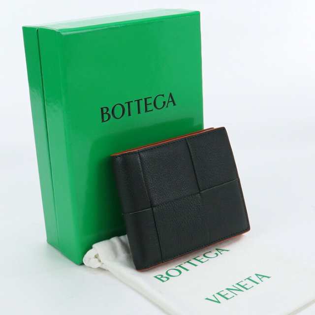 【中古】良品ボッテガヴェネタ(BOTTEGA VENETA) カセット 二つ折りウォレット 財布 カーフ ブラック ランク：A us-2 ﾒﾝｽﾞ