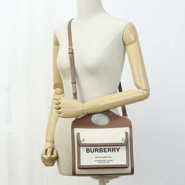 【中古】美品バーバリー(BURBERRY) ミニポケットバッグ キャンバス 8031746 ランク：S us-1 2WAY ｼｮﾙﾀﾞｰ ﾚﾃﾞｨｰｽ