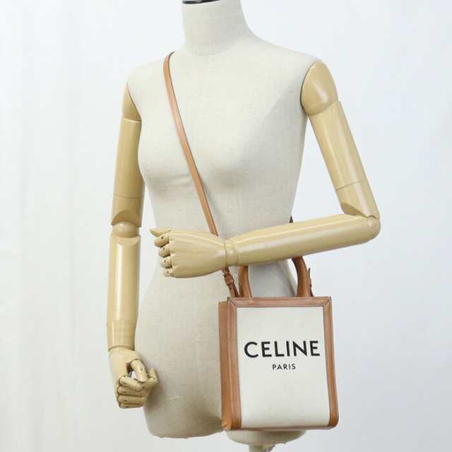 【中古】セリーヌ(CELINE) ミニ バーティカル カバ キャンバス ホワイト系　ランク：AB us-2 2WAY ｼｮﾙﾀﾞｰ ﾚﾃﾞｨｰｽ