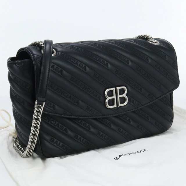 【中古】良品バレンシアガ(BALENCIAGA) BBラウンド チェーンショルダーバッグ 501684 ﾌﾞﾗｯｸランク：A us-2 ﾚﾃﾞｨｰｽ