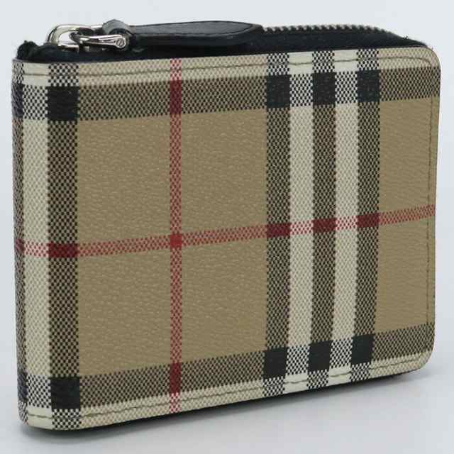 【中古】バーバリー(BURBERRY) バーバリーチェック ジップウォレット 二つ折り財布 ﾍﾞｰｼﾞｭランク：AB us-2 ﾒﾝｽﾞ ﾚﾃﾞｨｰ