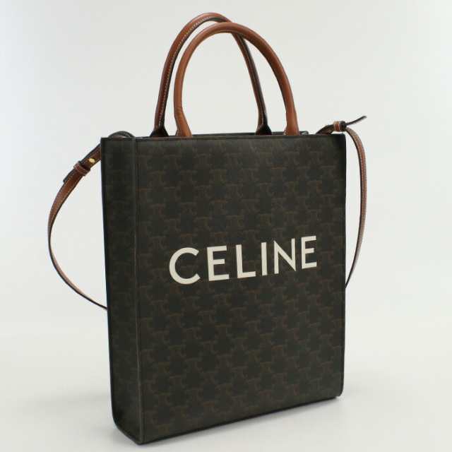 【中古】セリーヌ(CELINE) トリオンフキャンバス バーティカル カバ トートバッグ ﾌﾞﾗｳﾝランク：AB us-2 2WAY ｼｮﾙﾀﾞｰ ﾚﾃﾞ