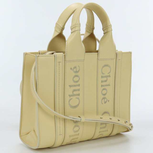 【中古】良品クロエ(CHLOE) ウッディ スモール トートバッグ レザー ｲｴﾛｰランク：A us-2 2WAY ｼｮﾙﾀﾞｰ ﾚﾃﾞｨｰｽ