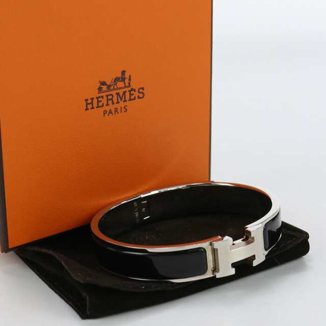 【中古】エルメス(HERMES) クリックH パラディウムプレーテット バングル ｼﾙﾊﾞｰ ﾌﾞﾗｯｸランク：AB us-2 ﾚﾃﾞｨｰｽ