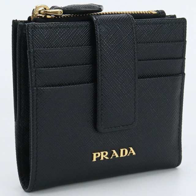 【中古】良品プラダ(PRADA) サフィアーノレザー三つ折り財布 1ML047 ブラックランク：A us-2 ﾚﾃﾞｨｰｽ