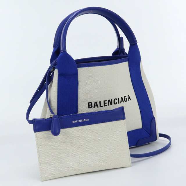 【中古】良品バレンシアガ(BALENCIAGA) ネイビーカバス XS キャンバス 390346 ﾎﾜｲﾄ系ランク：A us-2 2WAY ｼｮﾙﾀﾞｰ ﾚﾃﾞｨｰ