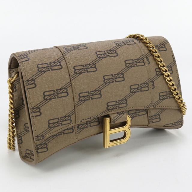 【✨美品】バレンシアガ 三つ折り財布 アワーグラ ロゴ金具 本革 ピンクベージュ バレンシアガ 三つ折り財布 アワーグラス ピンクベージュ レザー