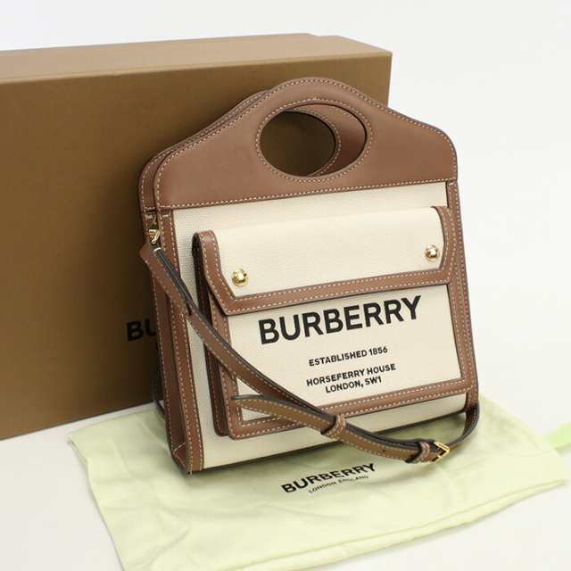 【中古】良品バーバリー(BURBERRY) ミニ ポケットバッグ キャンバス 8031746 ﾎﾜｲﾄ系ランク：A us-2 2WAY ｼｮﾙﾀﾞｰ ﾚﾃﾞｨｰｽ