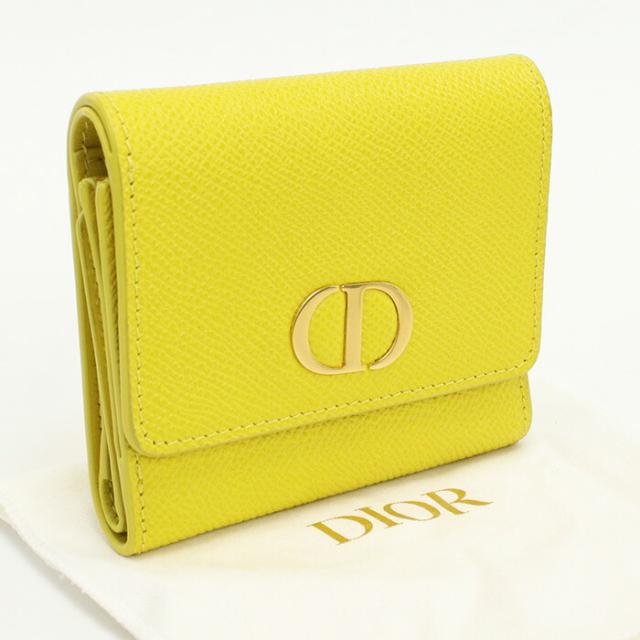 【中古】良品ディオール(Christian Dior) 30 モンテーニュ ロータスウォレット レザー ｲｴﾛｰ系ランク：A us-2 ﾚﾃﾞｨｰｽ