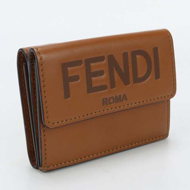 【中古】良品フェンディ(FENDI) フェンディ ローマ マイクロ 三つ折り財布 レザー 8M0395 AAYZ F0QVK ﾌﾞﾗｳﾝランク：A us-2 ﾚﾃﾞ