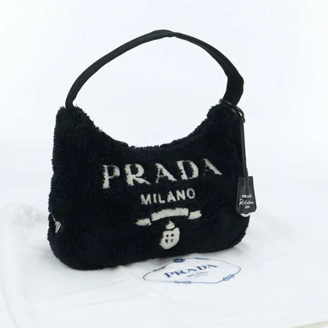 【中古】良品プラダ(PRADA) セミショルダーバッグ ムートン 1NE515 2FMG ﾈｲﾋﾞｰ系ランク：A us-2 ﾚﾃﾞｨｰｽ