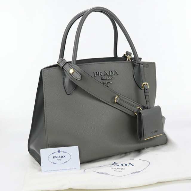【中古】良品プラダ(PRADA)  トートバッグ レザー 1BA155 2ERX F0K44 ｸﾞﾚｰ系ランク：A us-2 2WAY ｼｮﾙﾀﾞｰ ﾚﾃﾞｨｰｽの通販は