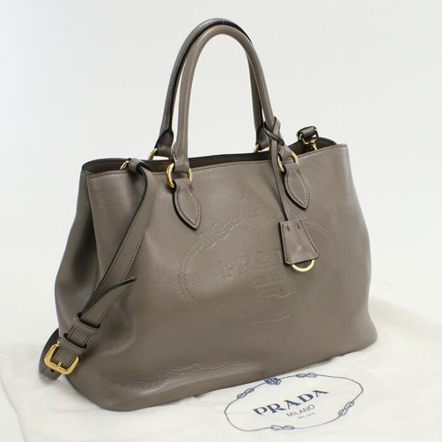 中古】良品プラダ(PRADA) 2WAYトートバッグ レザー ｸﾞﾚｰ系ランク：A us 