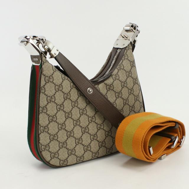 【中古】美品グッチ(GUCCI) GGスプリーム アタッシェ スモール ショルダーバッグ PVC 699409 ベージュランク：S us-1   ﾚﾃﾞｨｰｽの通販は