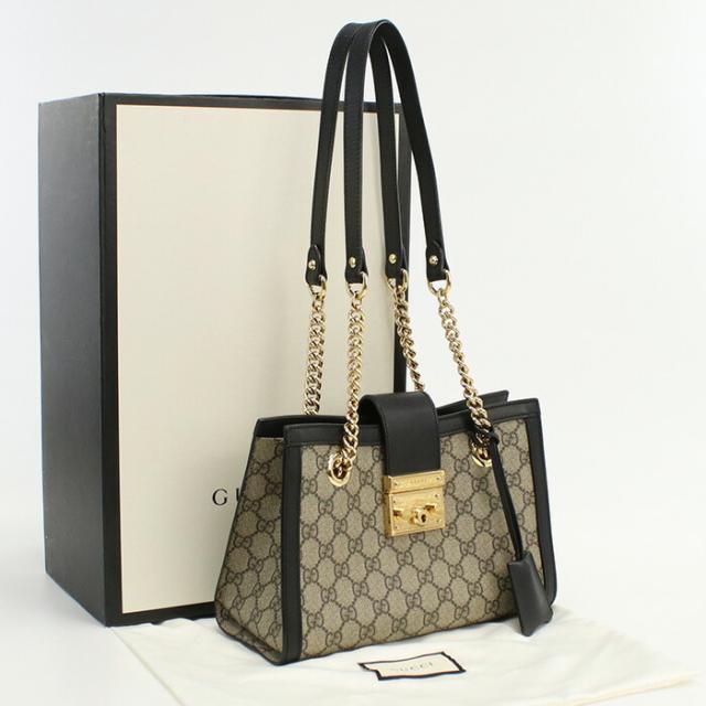 【中古】良品グッチ(GUCCI) パドロック スモール ショルダーバッグ GGスプリーム 498156 KHNKG 9769 ﾍﾞｰｼﾞｭランク：A us-2 ﾚﾃﾞｨｰｽの通販は 149,980円