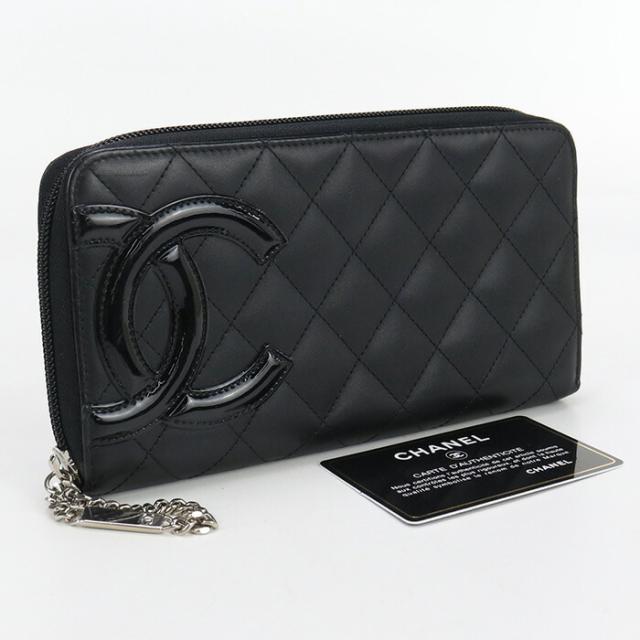 【中古】シャネル(CHANEL) カンボン ロング ジップウォレット 長財布 A50078 18747350 ﾌﾞﾗｯｸランク：AB us-2 ﾚﾃﾞｨｰｽの通販は