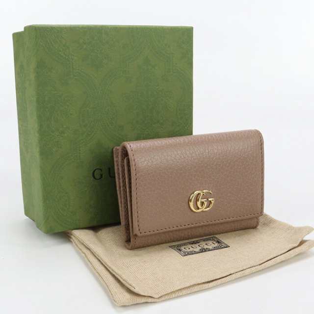 【中古】グッチ(GUCCI) GGマーモント 三つ折り財布 レザー 644407 ﾋﾟﾝｸﾍﾞｰｼﾞｭランク：AB us-2 ﾚﾃﾞｨｰｽの通販は