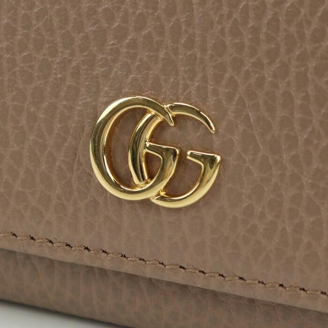 【中古】グッチ(GUCCI) GGマーモント 三つ折り財布 レザー 644407 ピンクベージュランク:AB us-2 レディースの通販は 【中古】グッチ(GUCCI) GGマーモント 三つ折り財布 レザー 644407 ピンクベージュランク:AB us-2 レディースの通販は