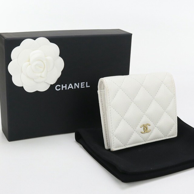 【中古】良品シャネル(CHANEL) マトラッセ コンパクトウォレット キャビア TG27N35H　ホワイト系ランク：A us-2の通販は