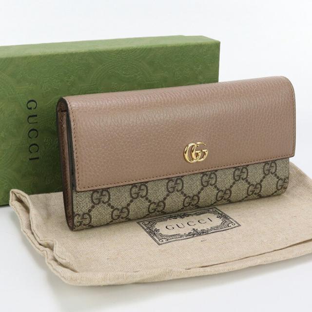 【中古】良品グッチ(GUCCI) ダブルG バイカラー コンチネンタルウォレット GGスプリーム 456116 17WAG 5788 ﾍﾞｰｼﾞｭランク：A us-2   ﾚﾃﾞｨｰｽの通販は 38,987円