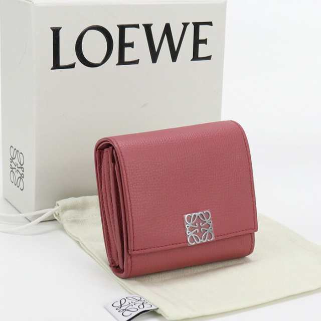 【中古】良品ロエベ(LOEWE) アナグラム コンパクト フラップウォレット カーフ C821L57X01 ピンクランク:A us-2 レディースの通販は